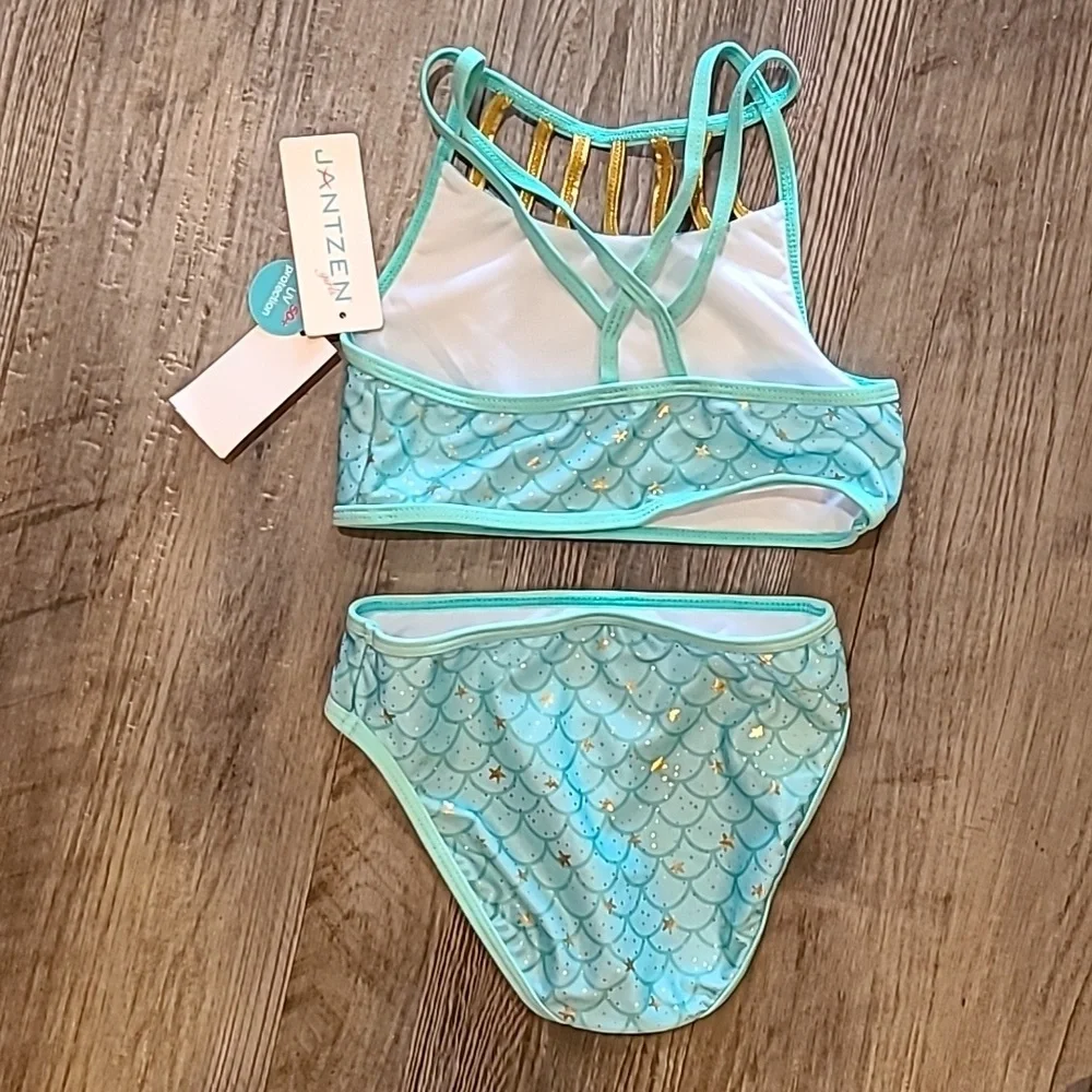 Jantzen Girls Highneck 2pc Starfish Suit with Foil Size 6